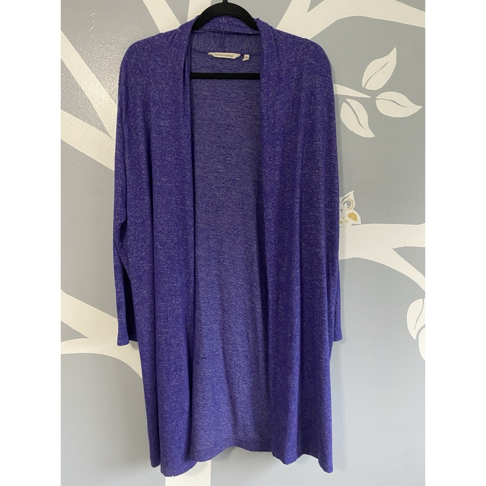 Soft Surrounding Soft Touch Open Front Speckled Cardigan Women's Size L Purple